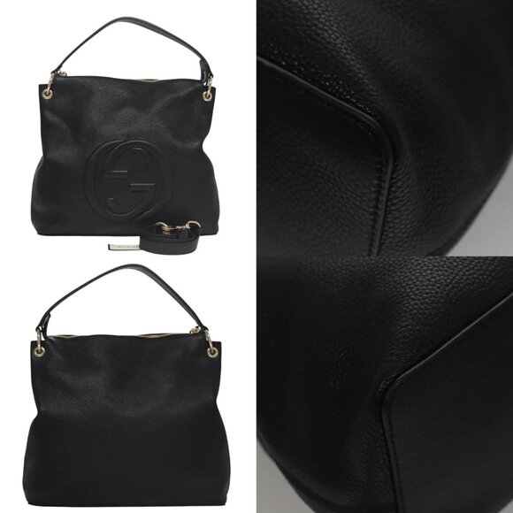 GUCCI Soho Hand Bag Leather Outlet 2way Black 308362 Auth mr900V - Picture 15 of 15